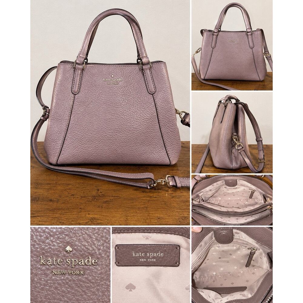 Kate Spade New York Pebbled Leather Satchel Crossbody Mauve Pink Bag